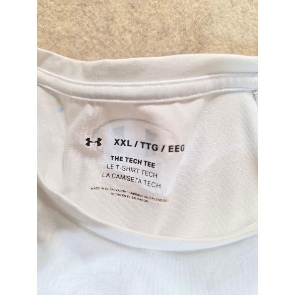 Under Armour Mens White Tech Tee Short Sleeve Athletic T-Shirt XXL HeatGear